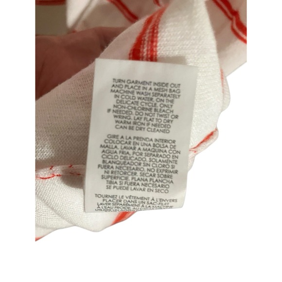 Cabi Stroll Cardigan 5826 Relaxed Duster Sweater White/Red Stripe Pockets Medium - Picture 6 of 8